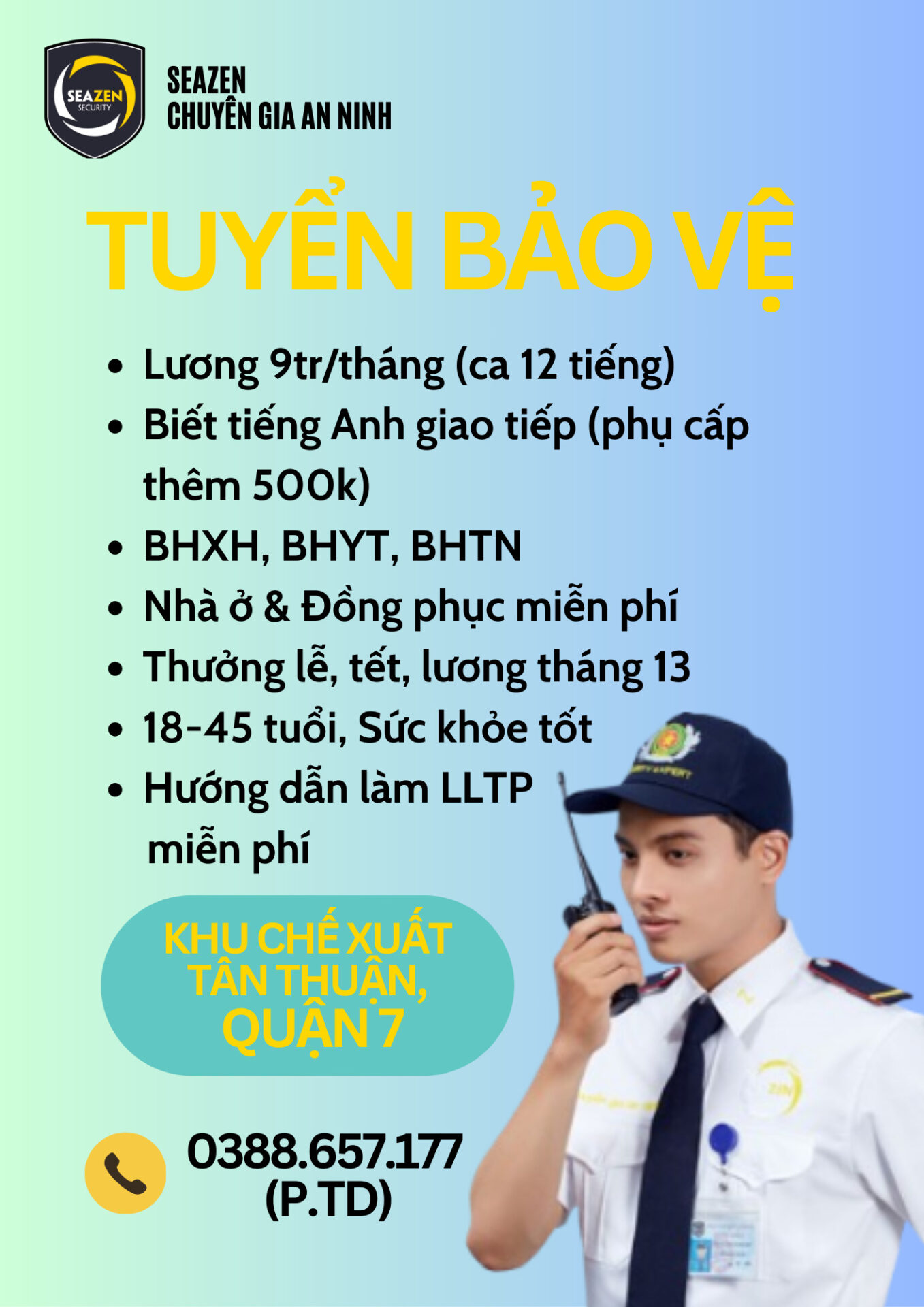 TUYỂN DỤNG BẢO VỆ - KCX TÂN THUẬN, QUẬN 7