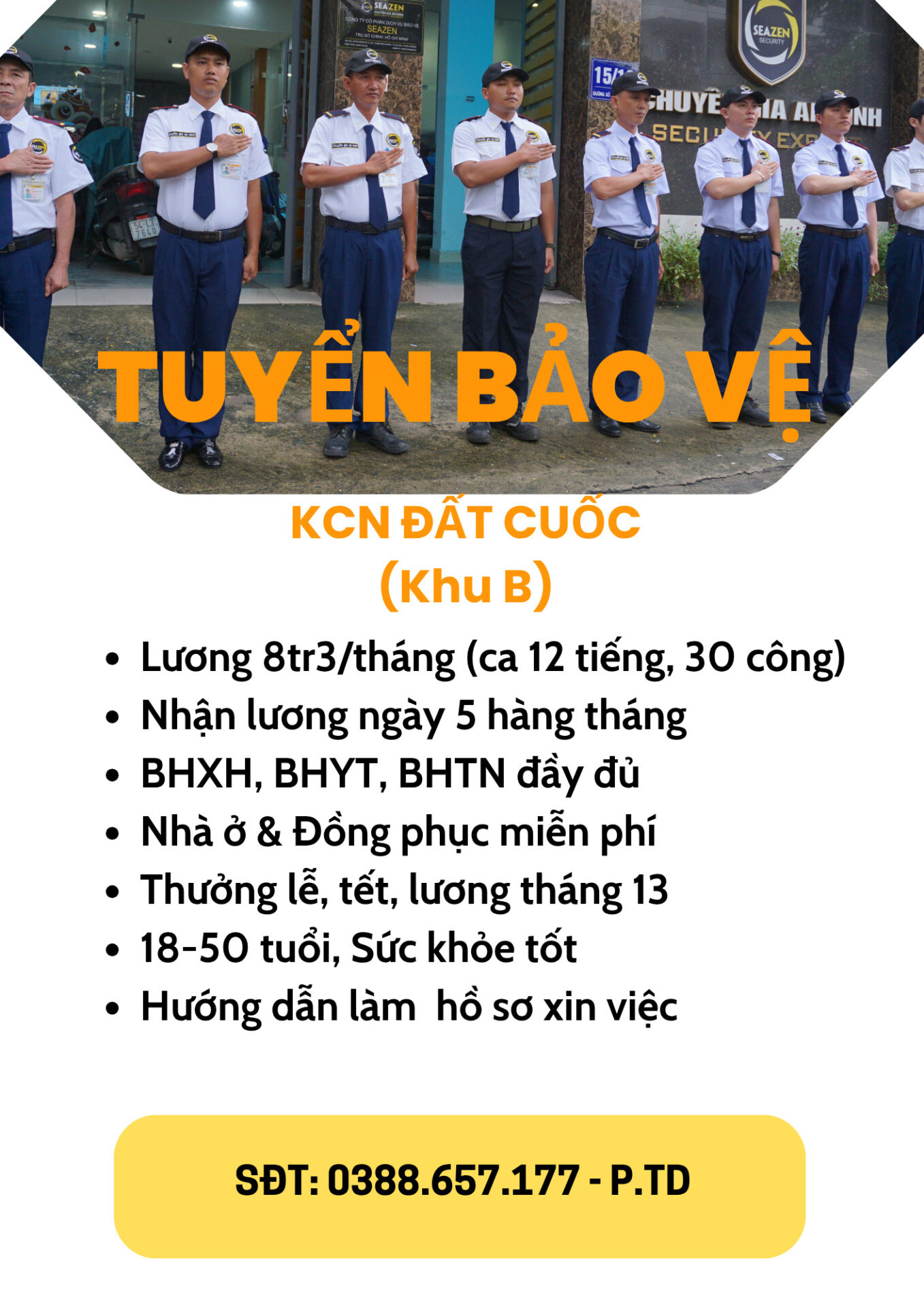 TUYỂN DỤNG BẢO VỆ - KCN ĐẤT CUỐC, BÌNH DƯƠNG
