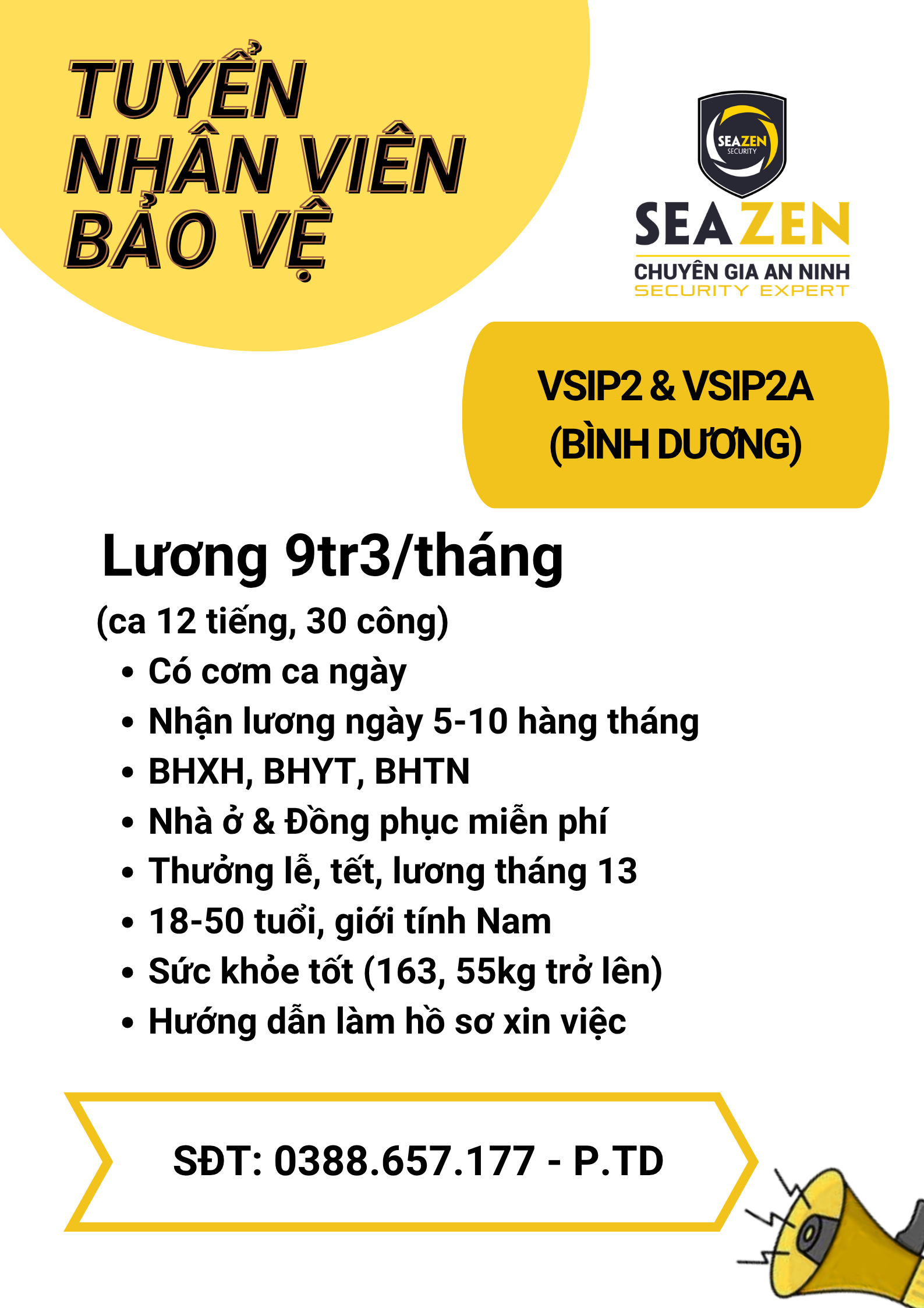 TUYỂN DỤNG BẢO VỆ - BÌNH DƯƠNG